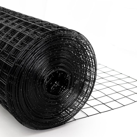 Trident Fence Welded Wire Fence, Black PVC Coated, 16ga, 5x100ft, 1x1in Mesh W16510011B